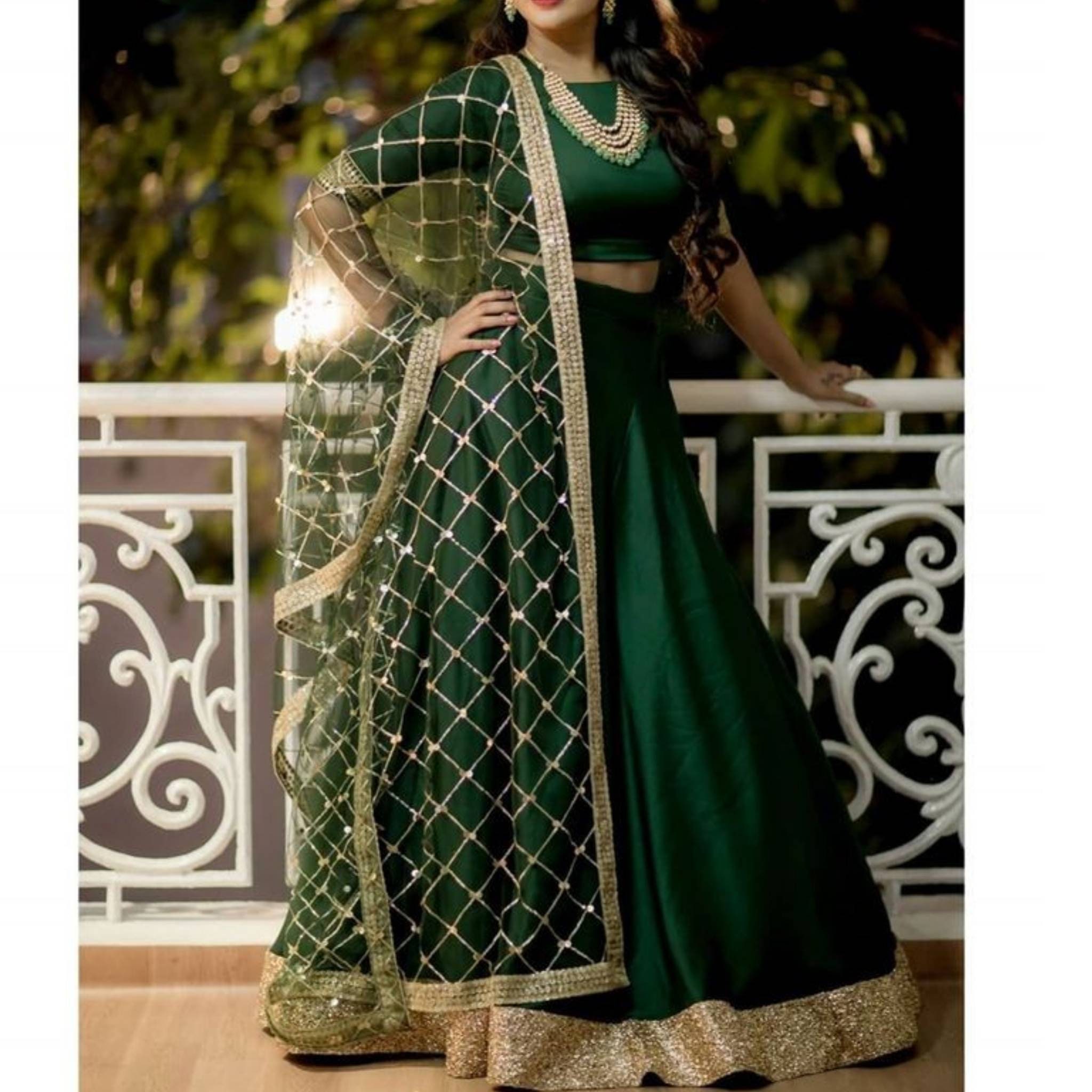 green lehenga wedding