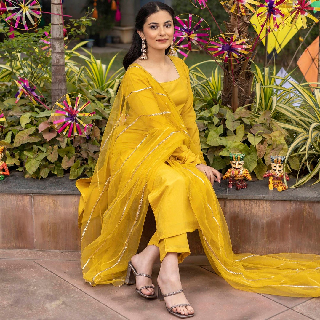 Yellow Sharara Garara Women's Suit Patiyala Salwar Kameez Pllazo Suits ...