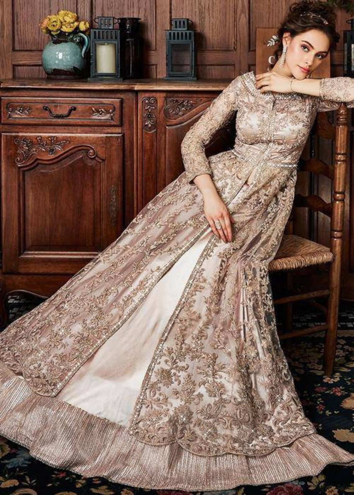 Rose gold wedding dress Indian wedding dresses asain wedding Etsy