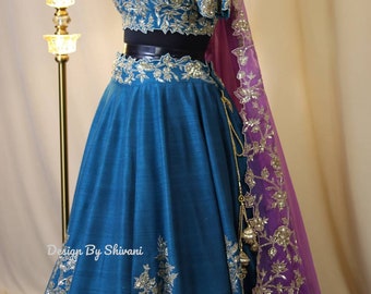 Blue  bridal lehenga/ bridesmaid lehenga choli/ chaniya choli /bridesmaid lehenga wedding lehenga