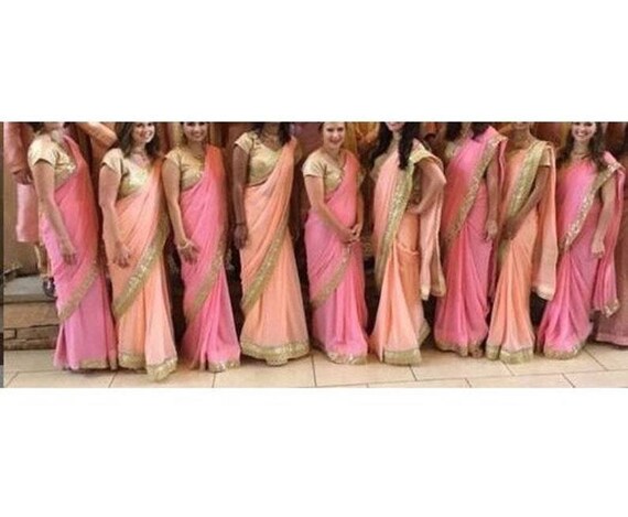 Pink bridesmaid sarees hotsell