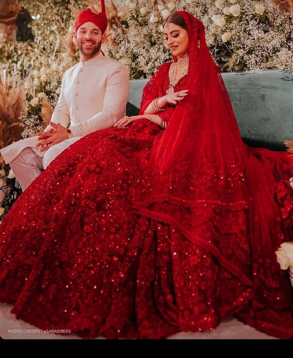 Red Priyanka Chopra Lehenga/lehenga/bridal Lehengablood Red 