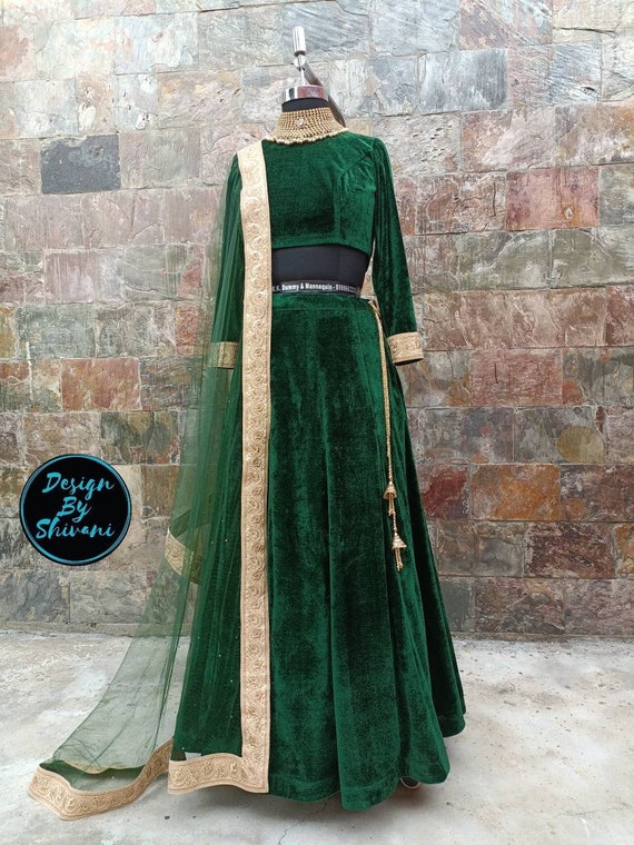 Buy Emerald Green Indian Designer Wedding Engagement Lehenga Skirt Indian  Bridesmaids Outfit Indian Traditional Lengha Dress Sangeet Mehendi Online  in India - Etsy