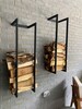 Steel Firewood Rack, Metal Log Holder, Wall Mount Firewood Rack, Firewood Container, Firewood Storage, wall mount firewood holder 