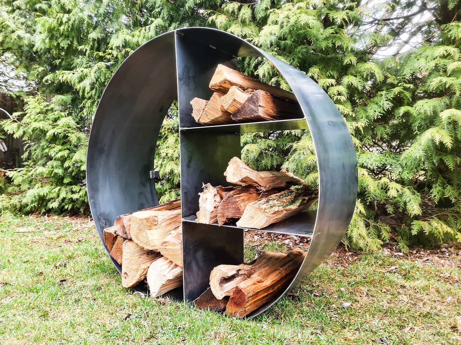 30'' Circular Log Holder Rustic round Log Holder Etsy