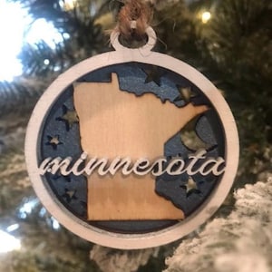 3-layered Minnesota Ornament - MN Ornaments - Christmas