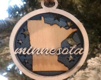 3-layered Minnesota Ornament - MN Ornaments - Christmas