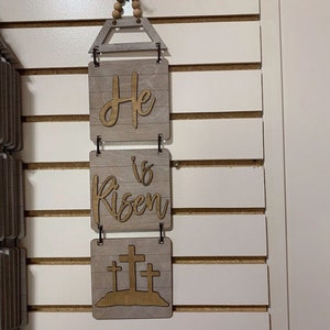 He is Risen hanging sign - Church signs - living room decor - wall art - wall decor