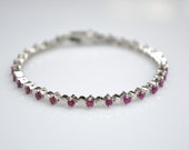 Natural Ruby Faceted Round Cut 18k Gold Filled Bracelet 925 Sterling Ruby Bracelet July Birthstone Ruby Bracelet For Men Women