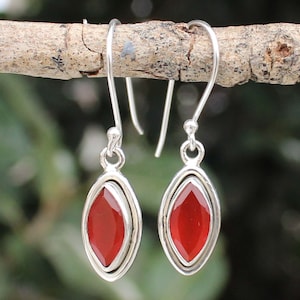 Carnelian Gemstone Earrings, 925 Sterling Silver Earrings, Red Carnelian Stone, Handmade Earrings, Bohemian Earrings, For Wedding Gift