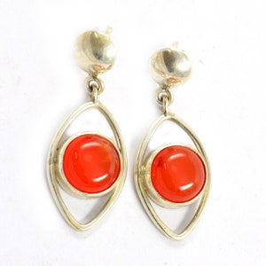 Carnelian Gemstone Earrings, 925 Sterling Silver Jewelry, Bohemian Earrings, Designer Jewelry, Red Stone Earrings, Wedding Gift For Her