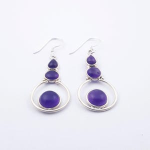 Natural Amethyst Earrings, 925 Sterling Silver Earrings, Dangle Earrings, Designer Earrings, Handmade Gemstone Earrings, Anniversary Gift