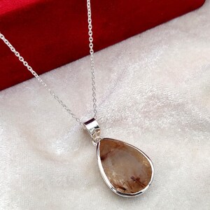Golden Rutile Quartz Pendant, 925 Sterling Silver Pendant, Boho Pendant, Dainty Pendant, Statement Pendant, Friendship Day Gift