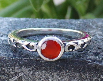 Natural Carnelian Ring, 925 Sterling silver ring, Silver Carnelian ring, Gemstone ring, Boho Ring, Ring for Women, Handmade Silver Ring