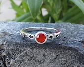 Carnelian Ring, 925 Sterling Silver, Gemstone Ring, Handmade Ring, Boho Ring, Dainty Ring, Carnelian Jewelry, Minimalist Ring Gift For Her