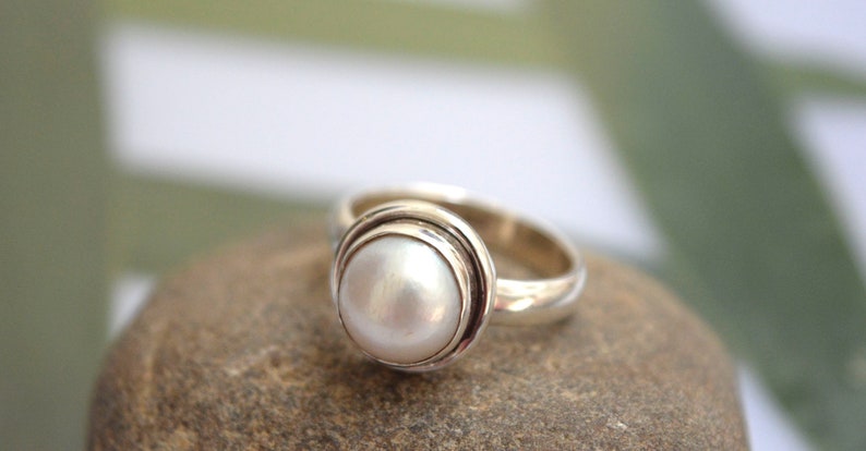 Mom Gift Freshwater Pearl 18k Gold Filled /& 925 Sterling Silver Ring June Birthstone Ring Birthday Gift Sister Gift Friend Gift