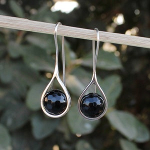 Natural Black Onyx Stud Earrings, 925 Sterling Silver Studs, Black Onyx , Gift for Mom, December Birthstone, Handmade Silver Earring