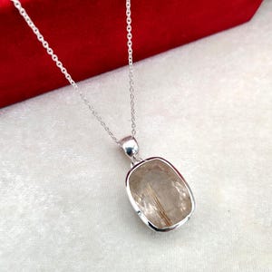 Golden Rutile Gemstone Pendant, 925 Sterling Silver Pendant, Handmade Gemstone Pendant, Beautiful Pendant, Gift For Birthday