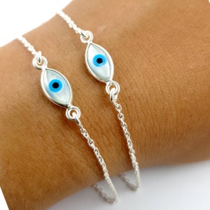 Silver Evil Eye Bracelet, Blue Evil Eye Bracelet, Tennis Bracelet, Handmade Jewelry Bracelet, 925 Sterling Silver Jewelry, Wedding Gift