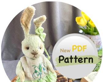 Little stuffed teddy bunny pattern. Diy bunny. Pdf pattern for sewing the  little bunny with clothes , 5 in. Digital download