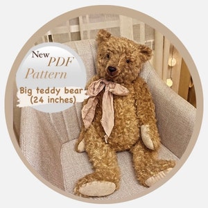 Big teddy bear pattern. Giant teddy bear pattern. Instant download of PDF files to create teddy 24 inches
