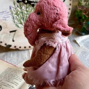 Artist Teddy Elephant Rosalee – Pink Collectible OOAK Stuffed Toy image 8