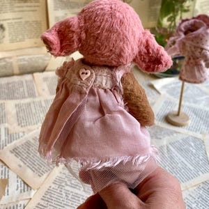 Artist Teddy Elephant Rosalee – Pink Collectible OOAK Stuffed Toy image 14