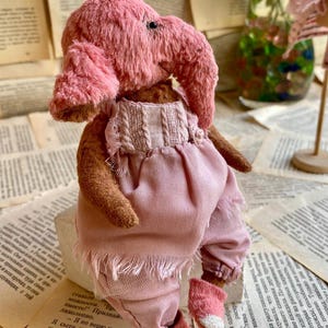 Artist Teddy Elephant Rosalee – Pink Collectible OOAK Stuffed Toy image 17