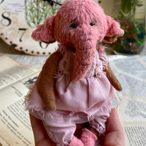 Artist Teddy Elephant Rosalee – Pink Collectible OOAK Stuffed Toy image 18