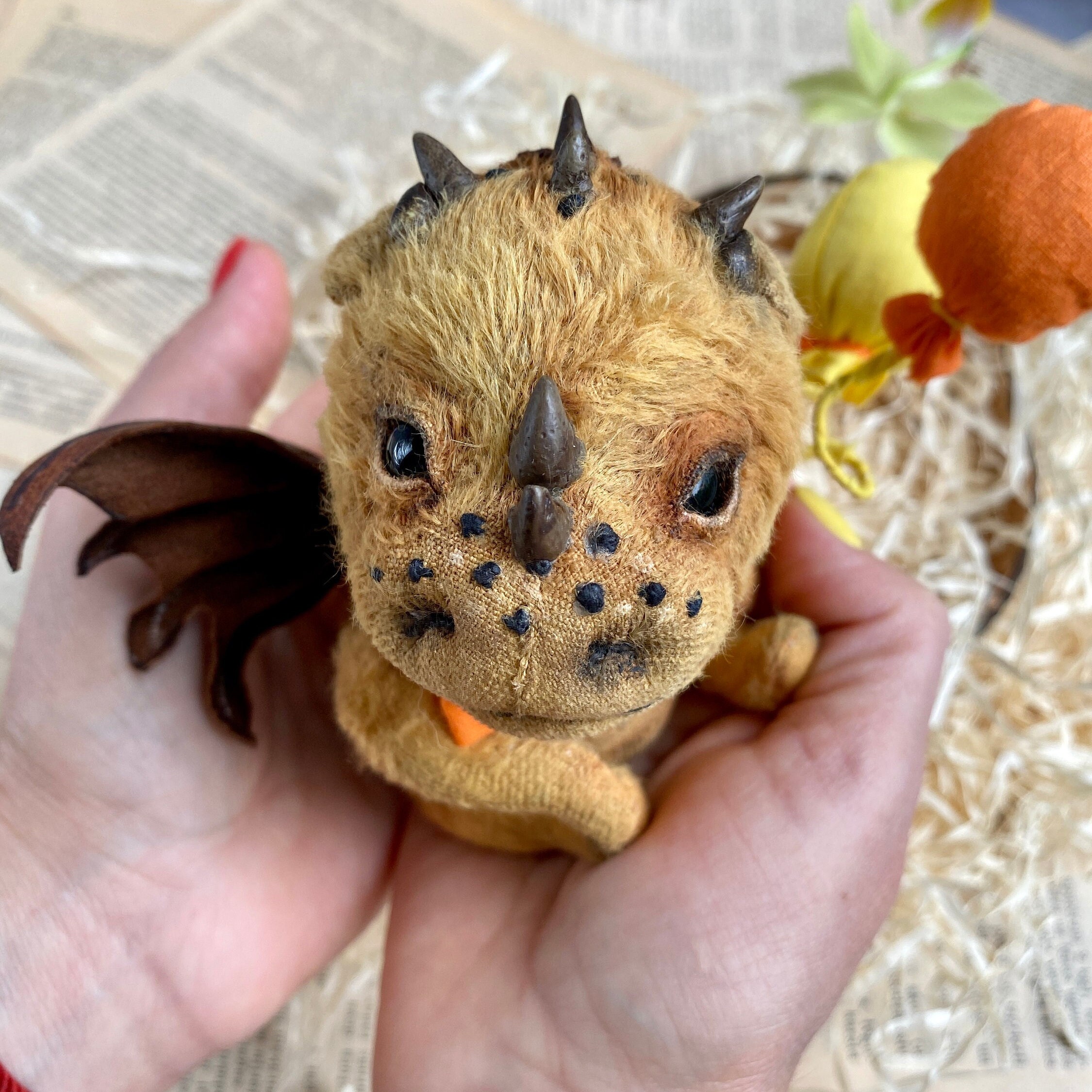 little dragon, dragon for good luck.  Teddy art dragon. Custom teddy bear. Artist teddy bear.
