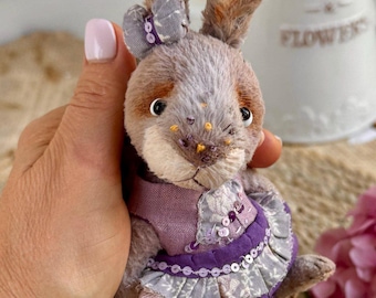 OOAK Künstlerteddy Häschen 15 cm - Handgefertigtes Sammlerstück, Ostergeschenk Dekor