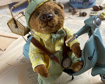 OOAK Handmade Teddy Bear: Mohair Collectible, Vintage Style Toy