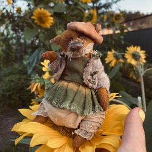Red fox. Collectible plush fox.  Lady fox.  A gift for a fox lover.  Interior toy. Stuffed animal fox.