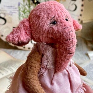Artist Teddy Elephant Rosalee – Pink Collectible OOAK Stuffed Toy image 15