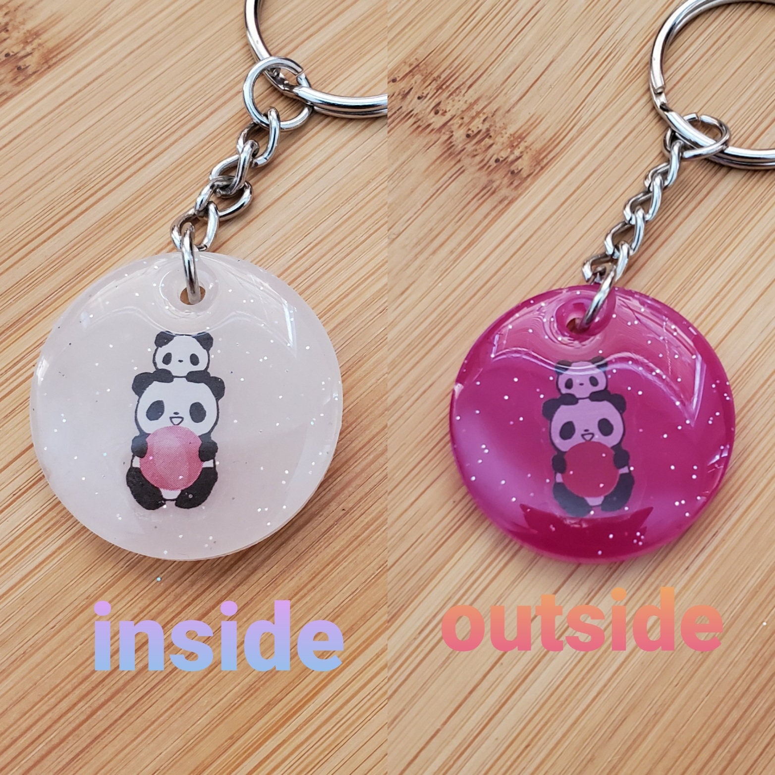 Color Changing White to Pink Panda Resin Keychain Etsy UK