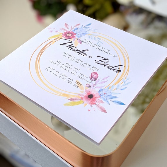 Floral Boho Chic Engagement Invitations Diy Wedding Etsy