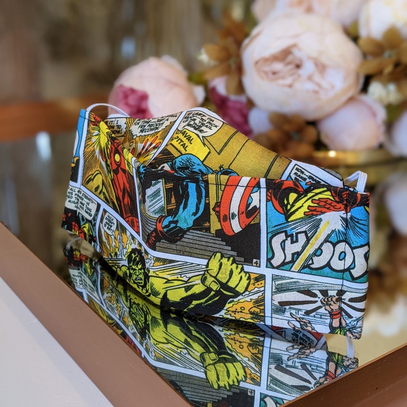 Marvel Comic 3D Face Mask /australian Made Face Mask / Perth Etsy Australia