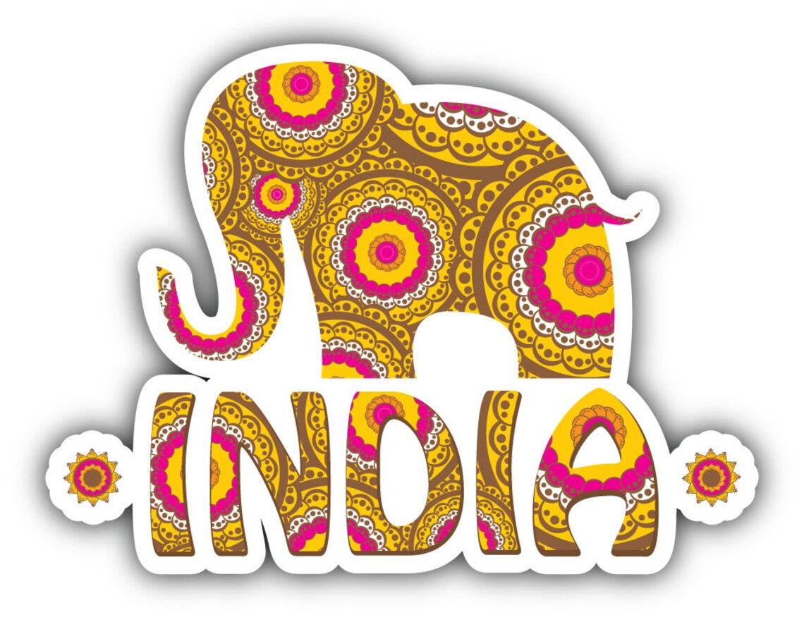 Indian Elephant Vinyl Sticker Decal Etsy