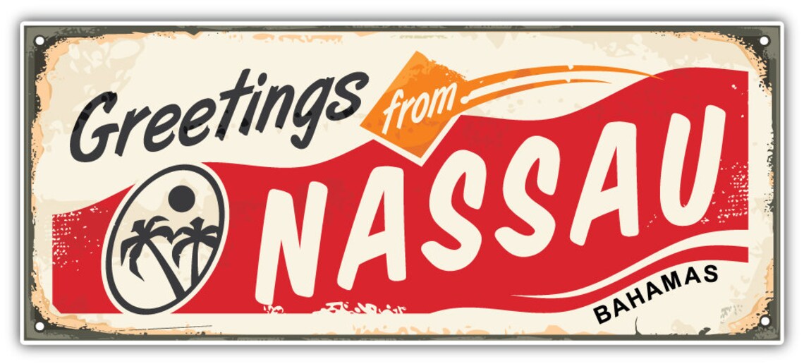 Nassau City Retro Bahamas Sign Travel Vinyl Sticker Decal Etsy