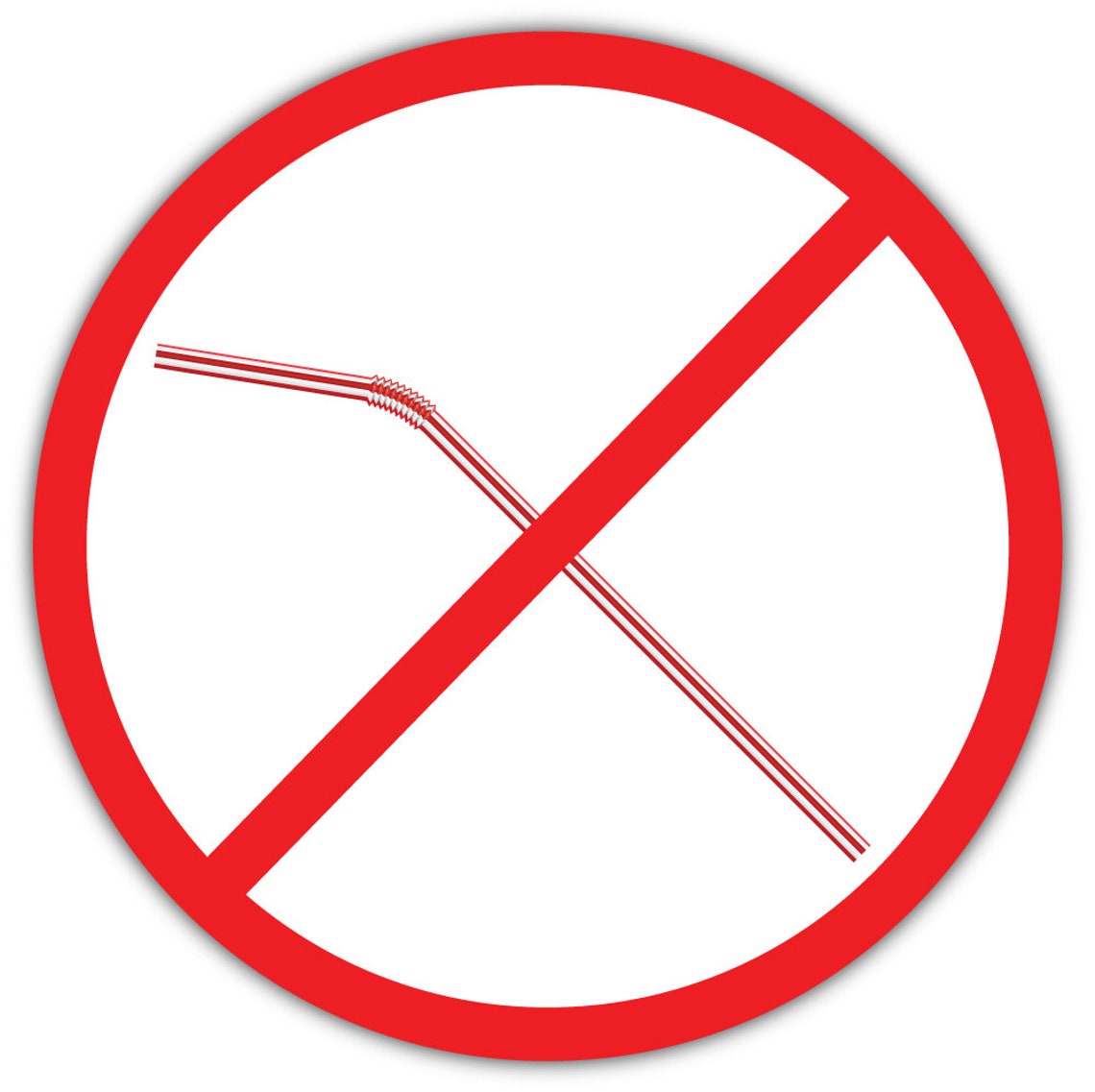 No Plastic Drinking Straw Ban Stop Sign Vinyl Sticker Decal Etsy
