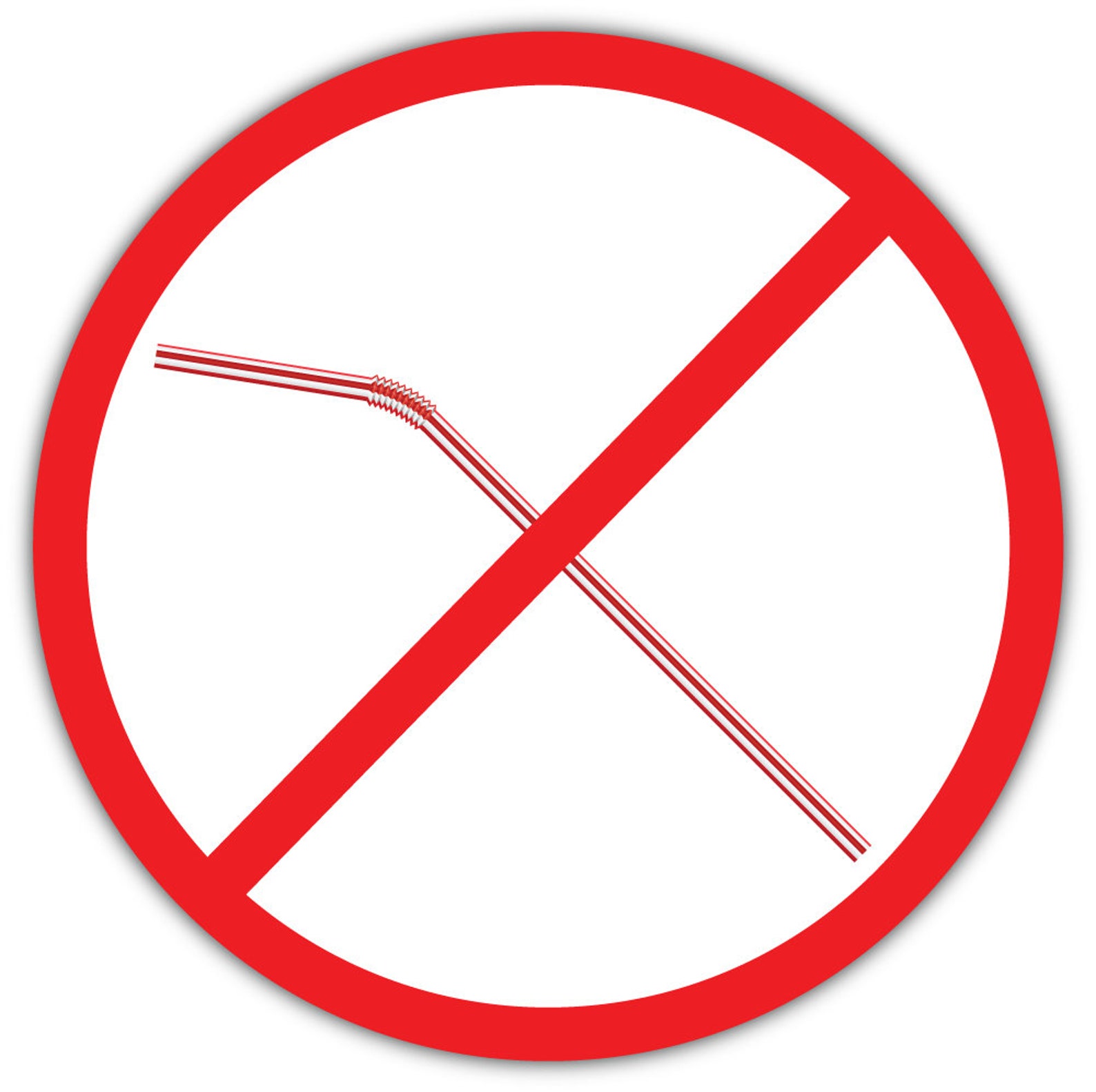 No Plastic Drinking Straw Ban Stop Sign Vinyl Sticker Decal Etsy