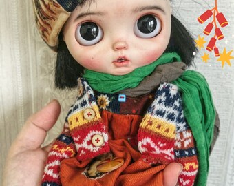 Blythe clothes, Doll clothes ，for  blythe 1/6 bjd clothes,Blythe costume, Ob22,Ob24sets of 4pcsOnigiri hat+ sweater + Jumpsuit + Socks