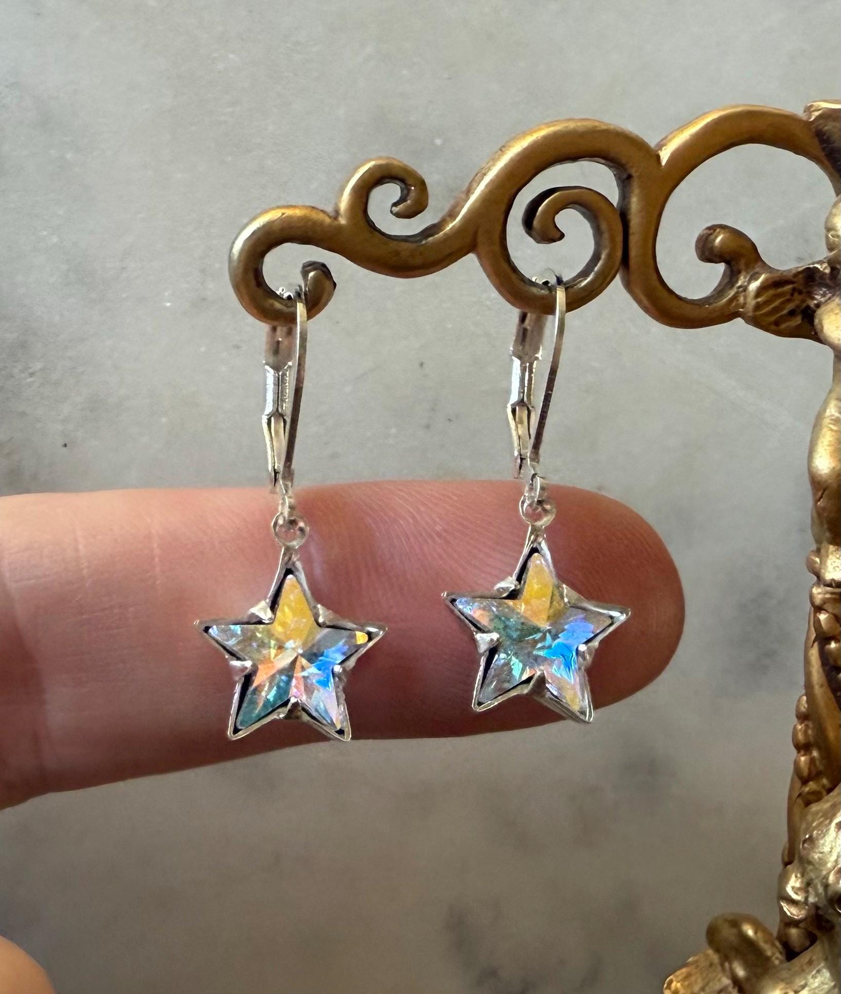 Aurora Borealis or AB Swarovski Crystal 10mm Foil Back Stars Set