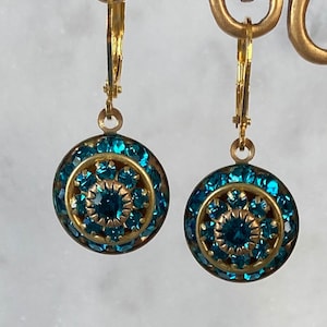 Swarovski Blue Zircon Three Layer Rhinestone Crystal Drop Earrings