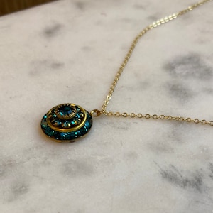 Swarovski Blue Zircon Three Layer Rhinestone Crystal Drop Necklace.
