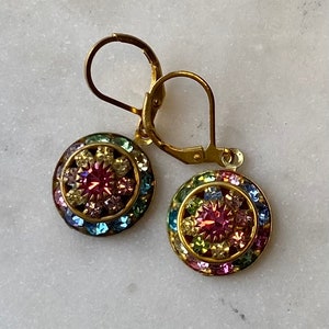 Pendientes colgantes de tres capas con cristales de estrás Swarovski Pastel Mix