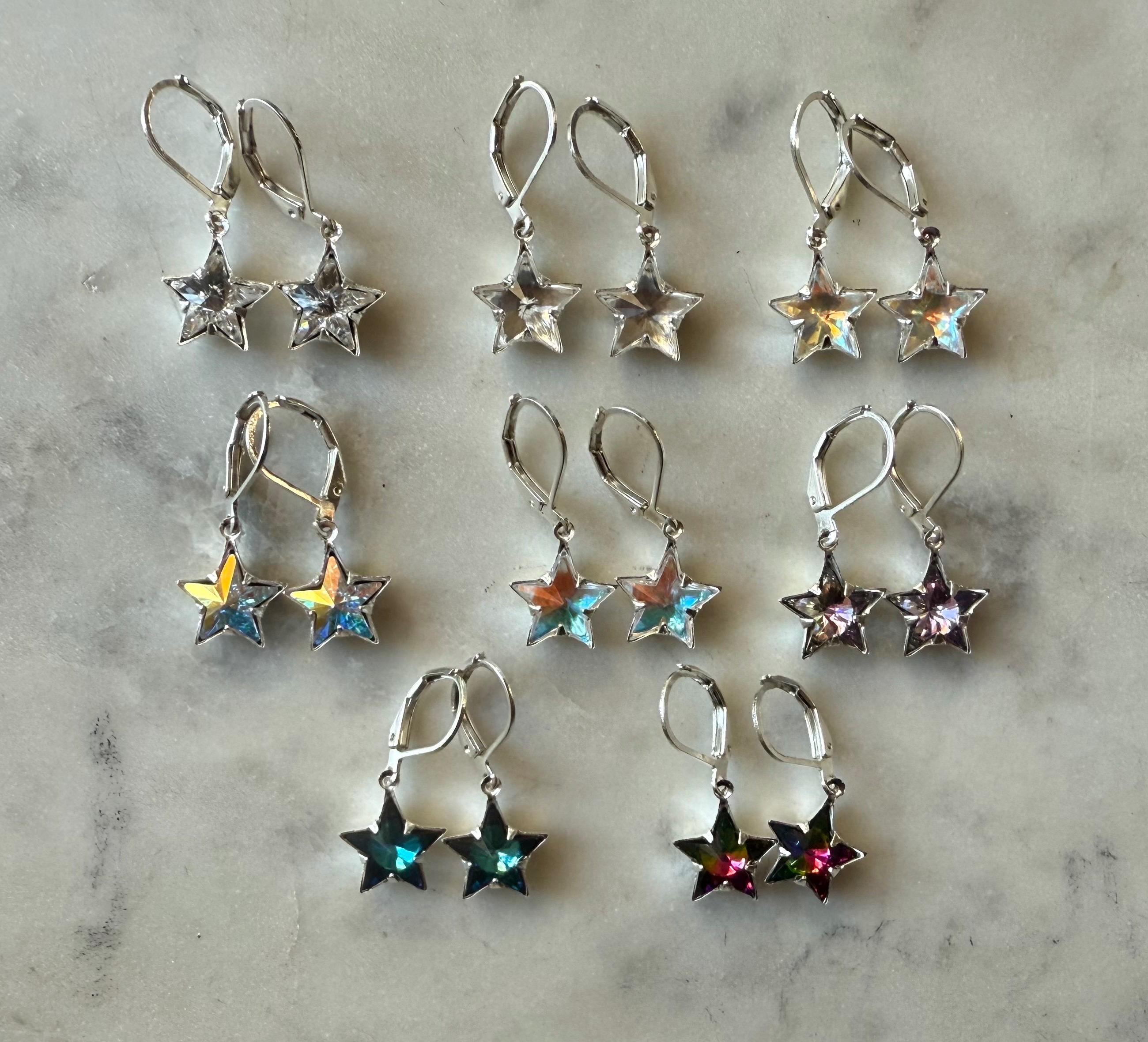 Aurora Borealis or AB Swarovski Crystal 10mm Foil Back Stars Set