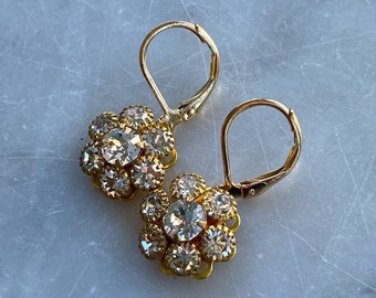 Boucles d'oreilles pendantes fleurs en cristal Swarovski scintillants scintillants strass