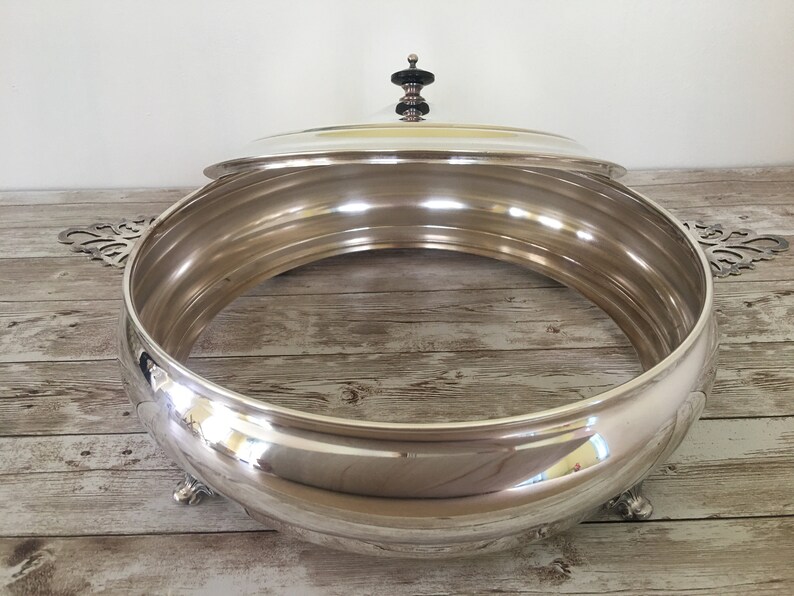 Vintage Crescent Silver Plate Footed Casserole Dish Holder Etsy