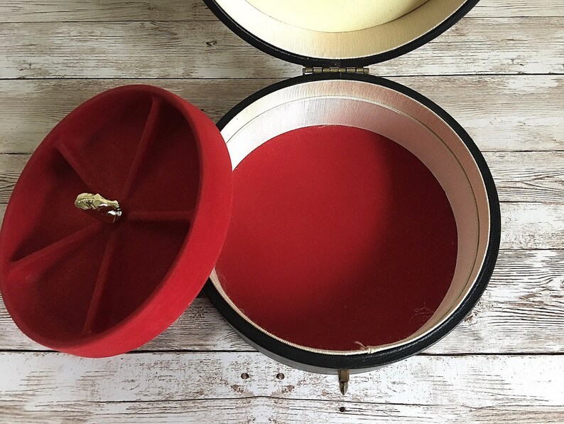 English Leather Round Box Vintage Jewelry Box